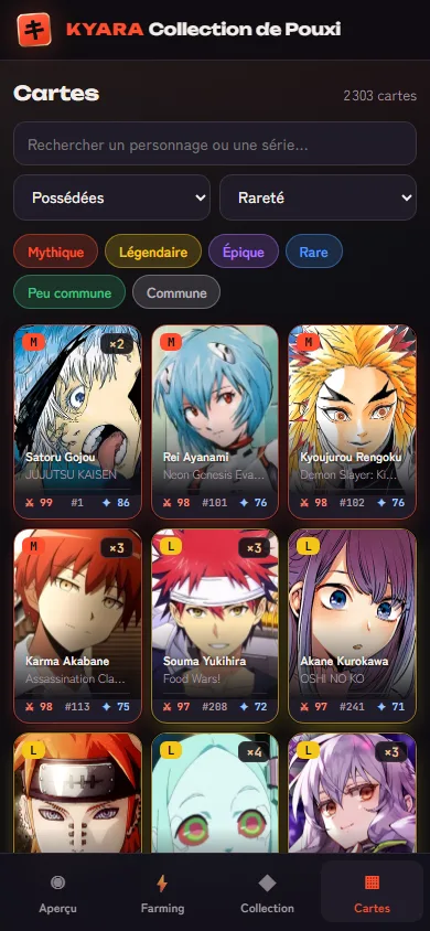 Cartes sur téléphone